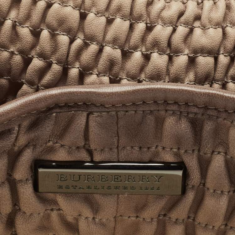 Pre Owned Burberry Brown Pleated Leather Shoulder Bag