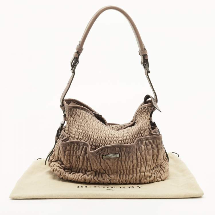 Pre Owned Burberry Brown Pleated Leather Shoulder Bag