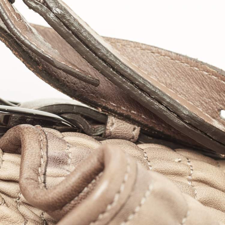 Pre Owned Burberry Brown Pleated Leather Shoulder Bag