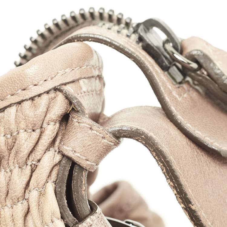 Pre Owned Burberry Brown Pleated Leather Shoulder Bag