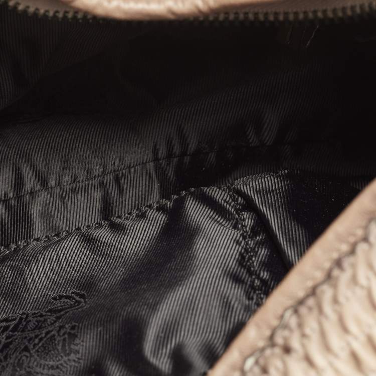 Pre Owned Burberry Brown Pleated Leather Shoulder Bag