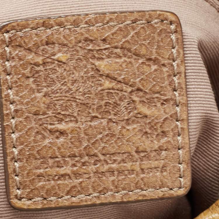 Pre Owned Burberry Beige Lasercut Nova Check Coated Canvas And Leather Brooklyn Hobo