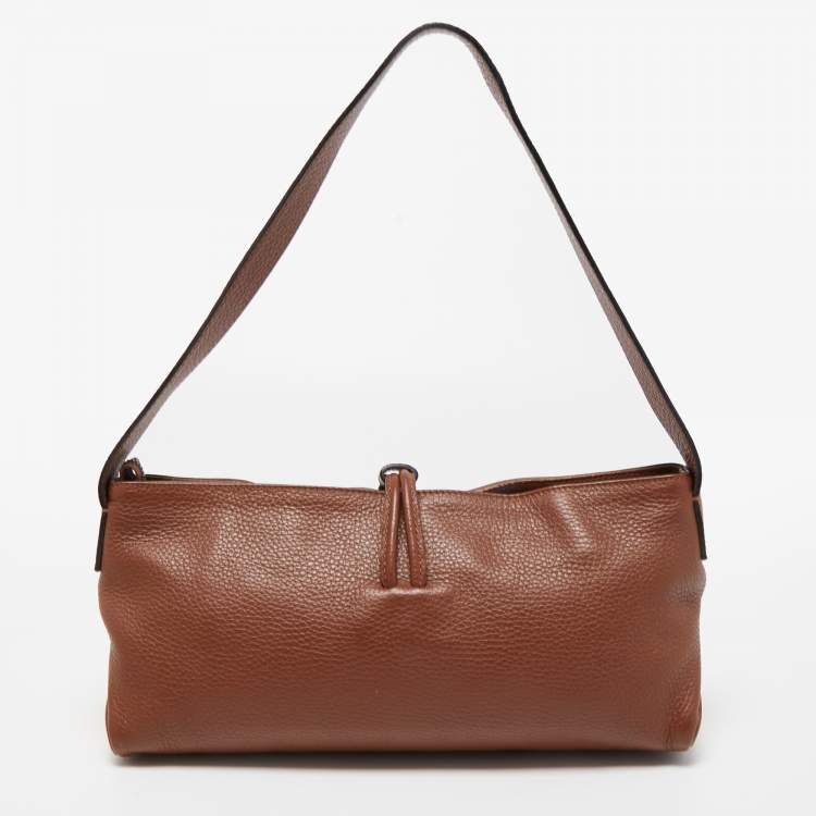 Pre Owned Burberry Brown Leather And Haymarket Coated Canvas Nova Tooth Shoulder Bag