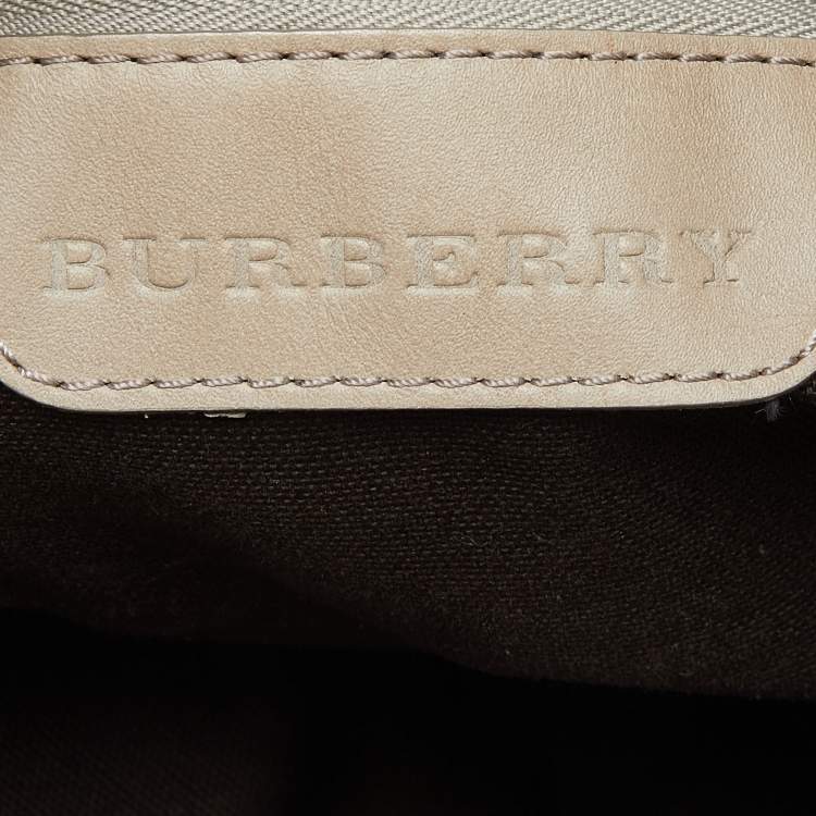 Pre Owned Burberry Beige Smoked Check PVC and Leather Walden Hobo