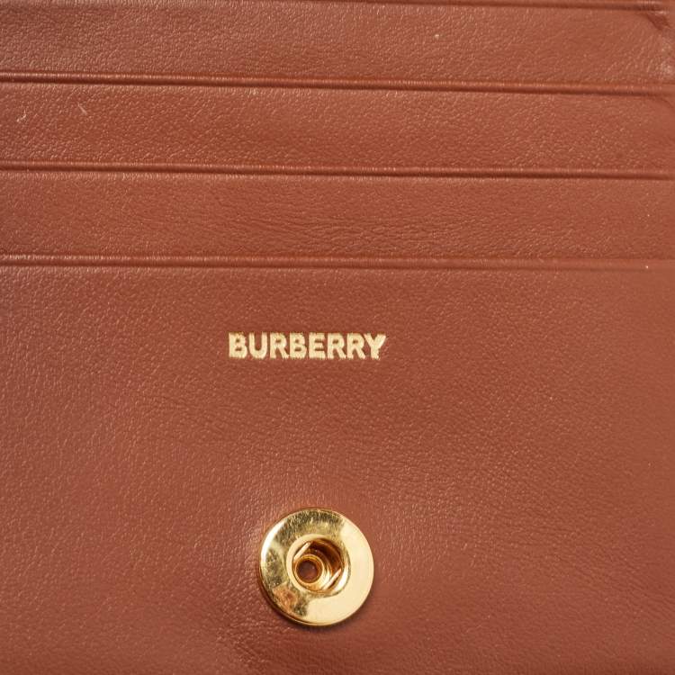 Pre Owned Burberry Black/Beige House Check PVC and Leather Allington Compact Wallet 