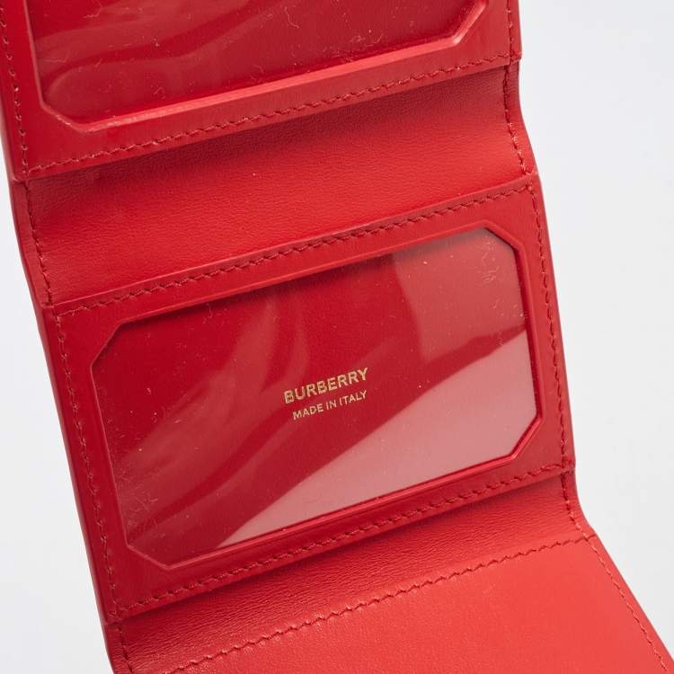 Pre Owned Burberry Red Leather Sidney Trifold Wallet
