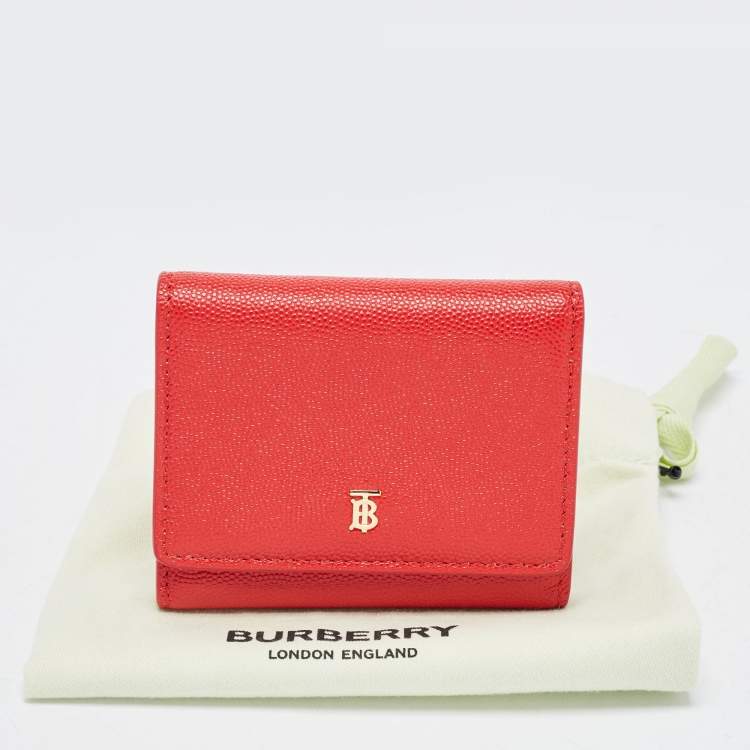 Pre Owned Burberry Red Leather Sidney Trifold Wallet