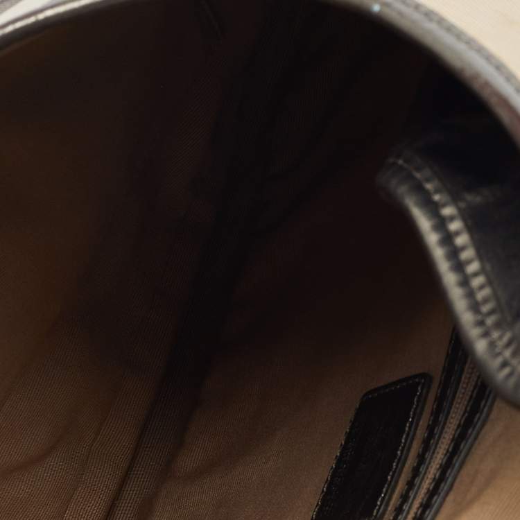 Pre Owned Burberry Metallic/Beige Nova Check PVC and Leather Brooke Hobo