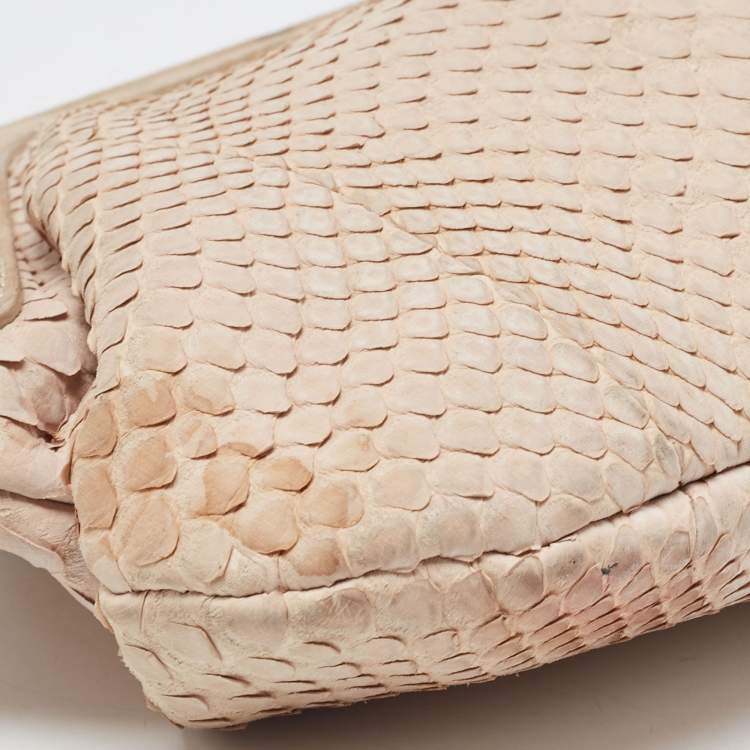 Pre Owned Burberry Beige Python Frame Clutch