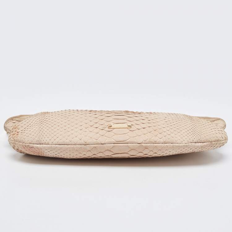 Pre Owned Burberry Beige Python Frame Clutch