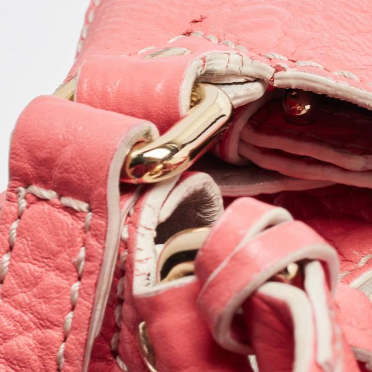 Pre Owned Burberry Peach Leather Canterbury Hobo