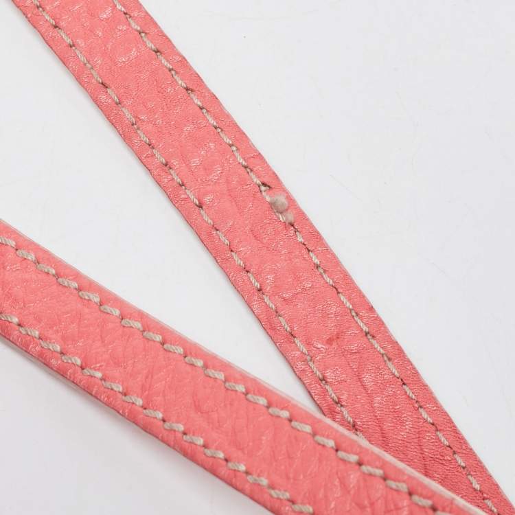 Pre Owned Burberry Peach Leather Canterbury Hobo