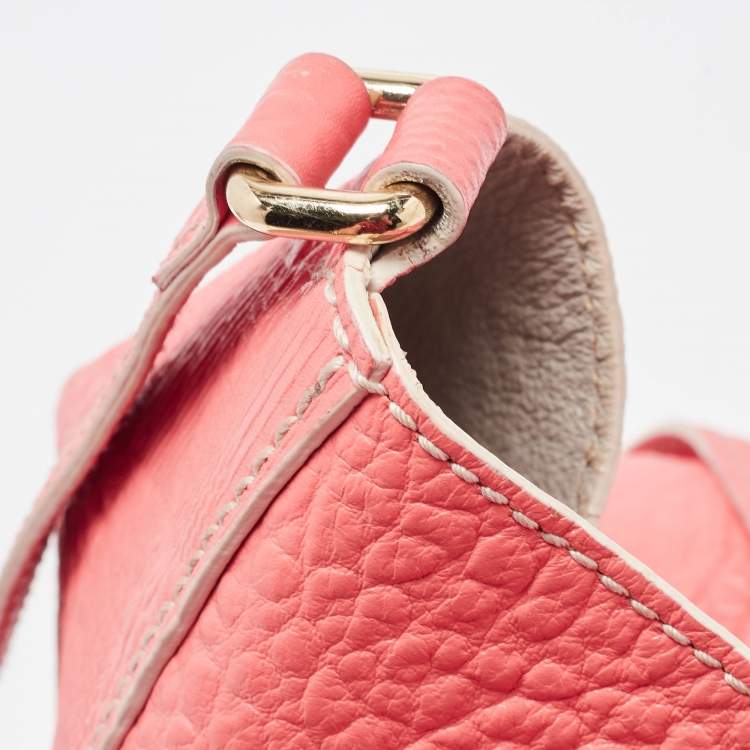 Pre Owned Burberry Peach Leather Canterbury Hobo