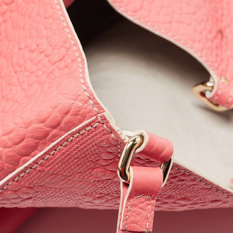 Pre Owned Burberry Peach Leather Canterbury Hobo