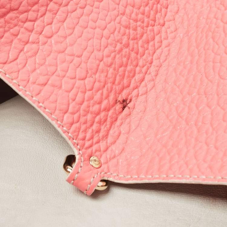 Pre Owned Burberry Peach Leather Canterbury Hobo