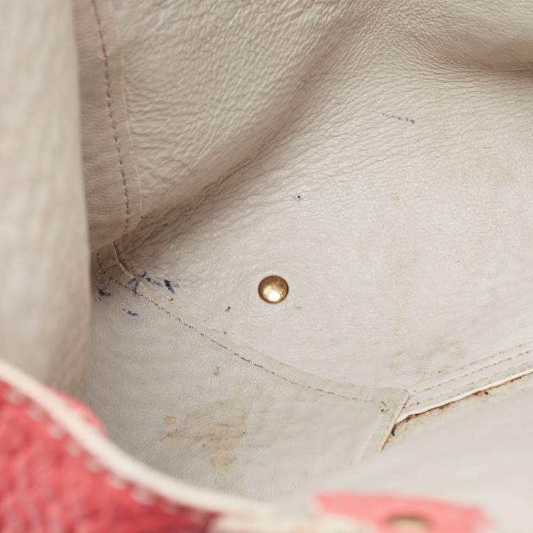 Pre Owned Burberry Peach Leather Canterbury Hobo