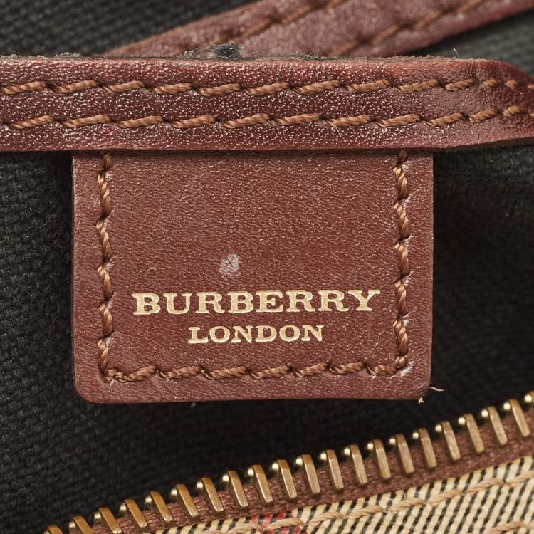 Pre Owned Burberry Burgundy/Beige Haymarket Coated Canvas and Leather Chester Bowling Bag