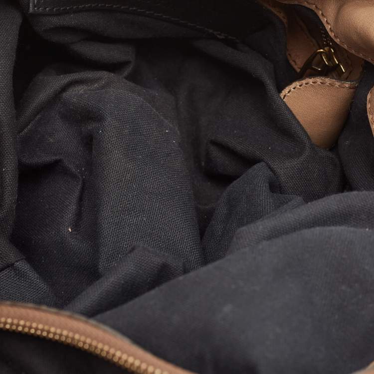 Pre Owned Burberry Beige House Check Canvas and Leather Brecon Hobo