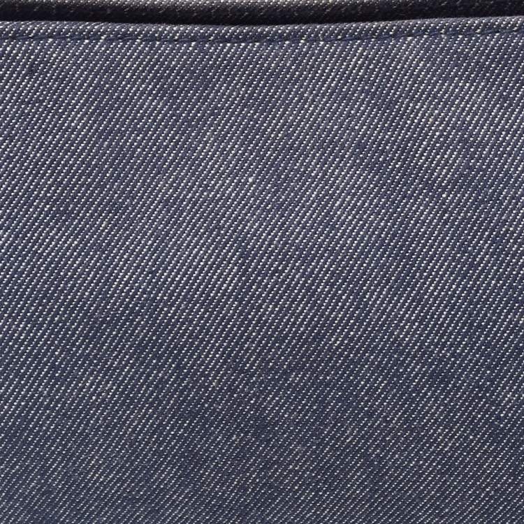 Pre Owned Burberry Blue Denim and Leather Baguette Bag