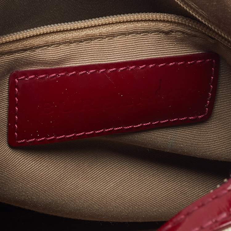 Pre Owned Burberry Red Nova Check PVC and Patent Leather Chester Boston Bag