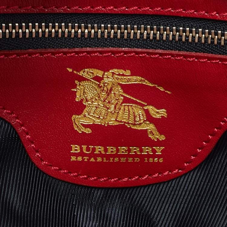 Pre Owned Burberry Red Quilted Leather Manor Satchel