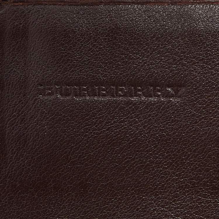 Pre Owned Burberry Dark Brown Leather Continental Wallet