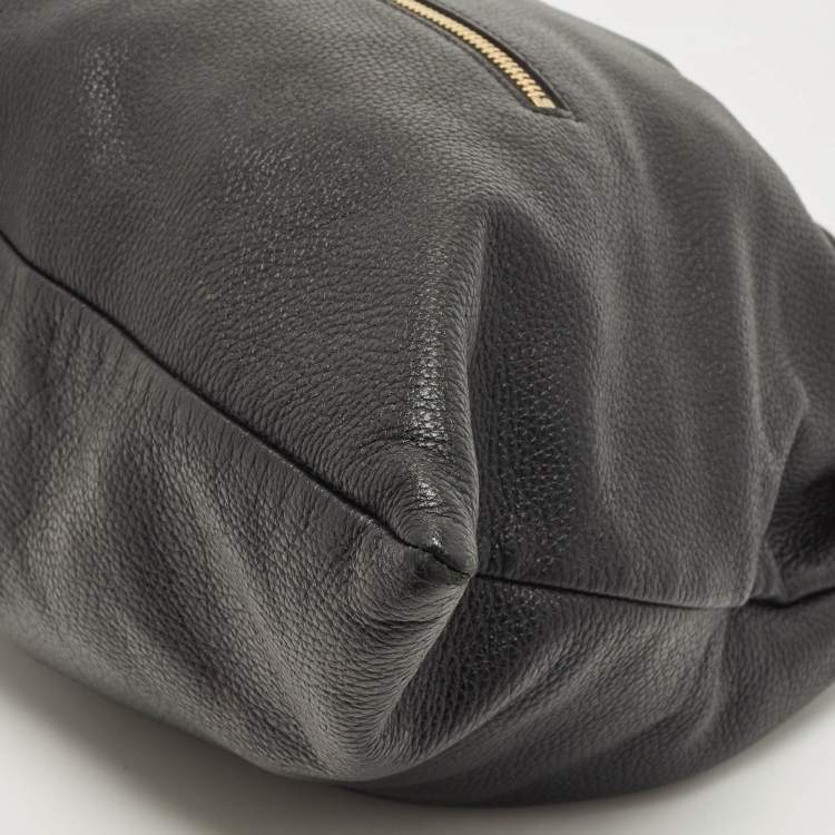 Pre Owned Burberry Black Leather Drawstring Tote