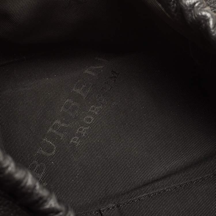 Pre Owned Burberry Black Leather Drawstring Tote
