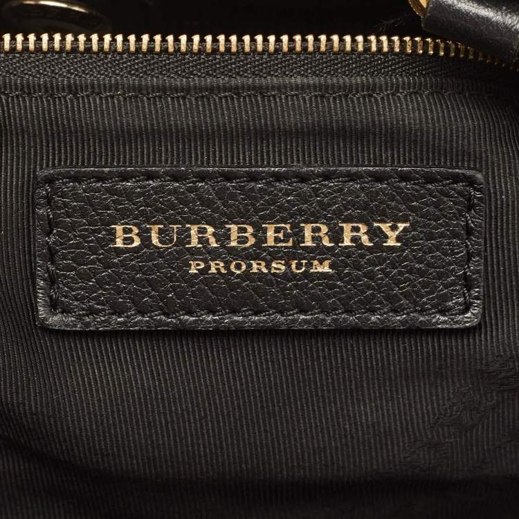 Pre Owned Burberry Black Leather Drawstring Tote
