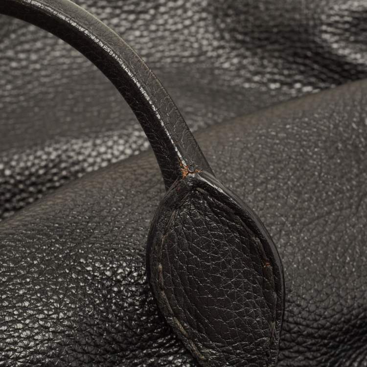 Pre Owned Burberry Black Leather Drawstring Tote