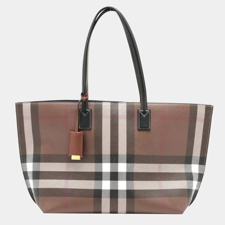 Pre Owned Burberry PVC & leather Tote bag Brown   No zipper pull