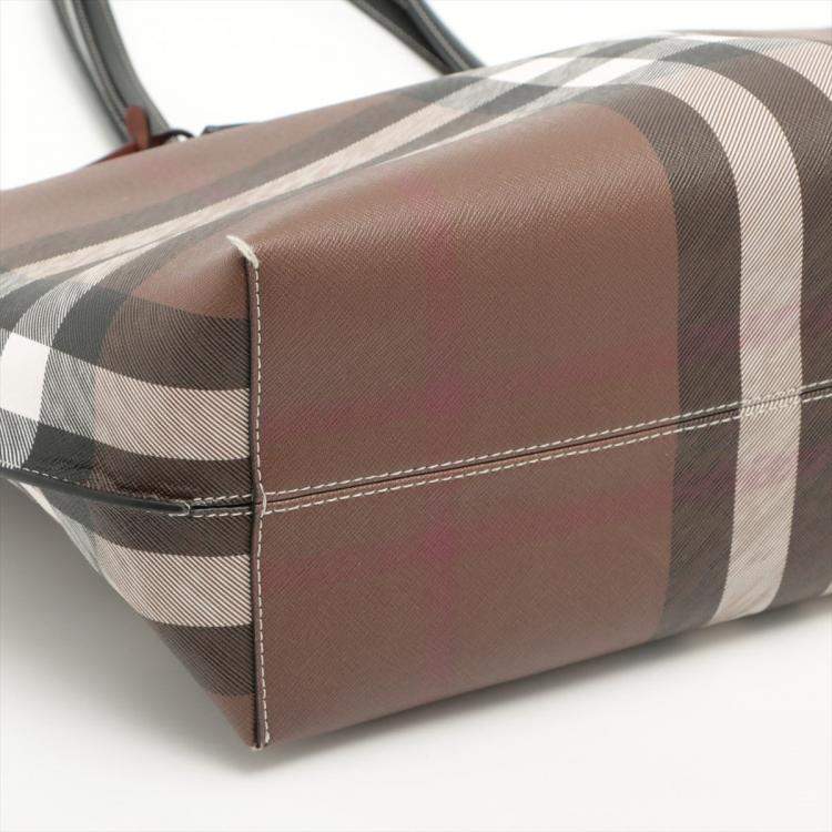 Pre Owned Burberry PVC & leather Tote bag Brown   No zipper pull