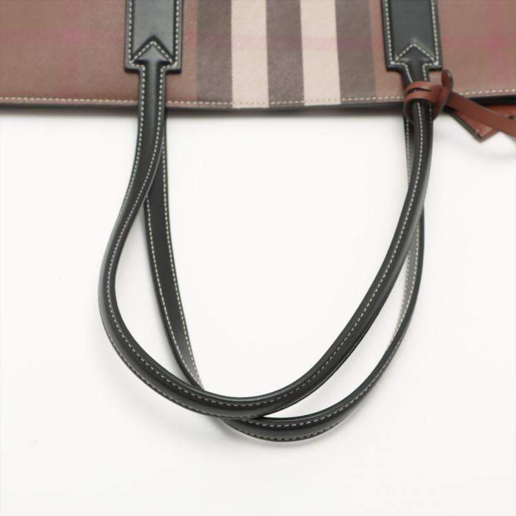 Pre Owned Burberry PVC & leather Tote bag Brown   No zipper pull