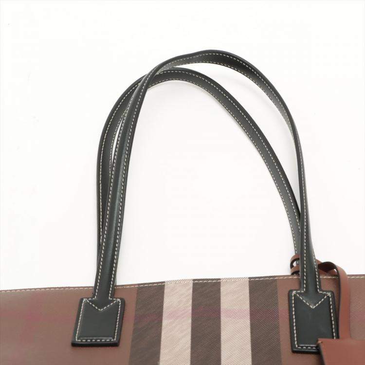Pre Owned Burberry PVC & leather Tote bag Brown   No zipper pull