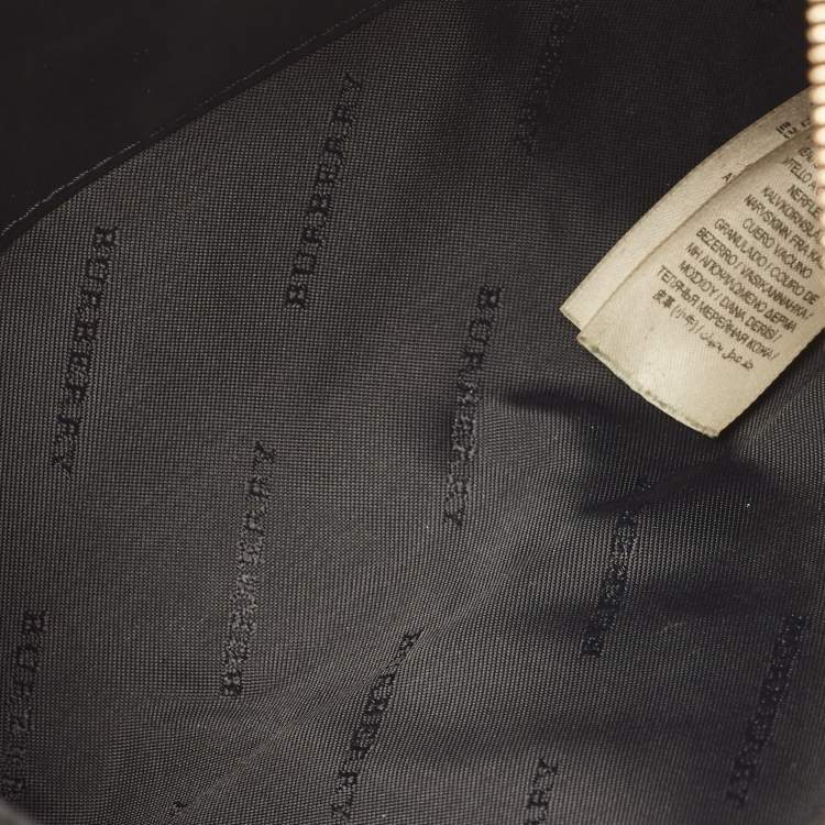 Pre Owned Burberry Black Grained Leather Wristlet Pouch  