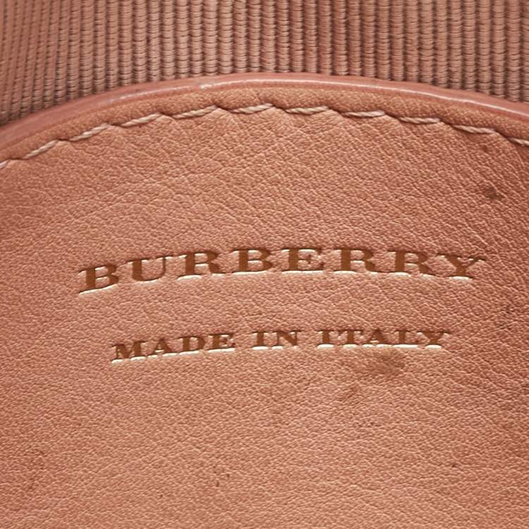 Pre Owned Burberry Beige/Pink 1983 Knight Check Canvas and Leather Link Camera Bag