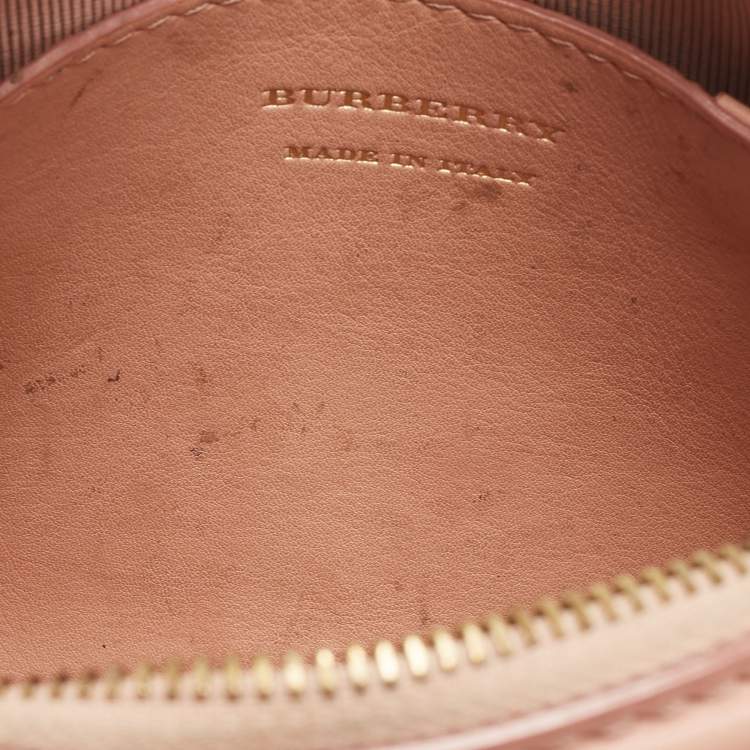 Pre Owned Burberry Beige/Pink 1983 Knight Check Canvas and Leather Link Camera Bag