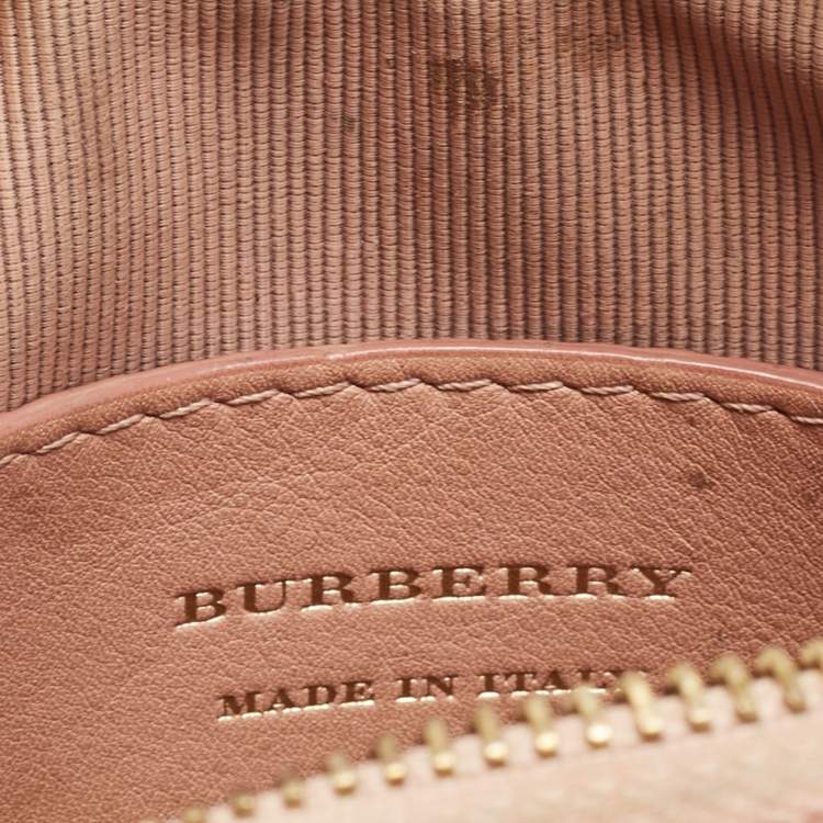 Pre Owned Burberry Beige/Pink 1983 Knight Check Canvas and Leather Link Camera Bag