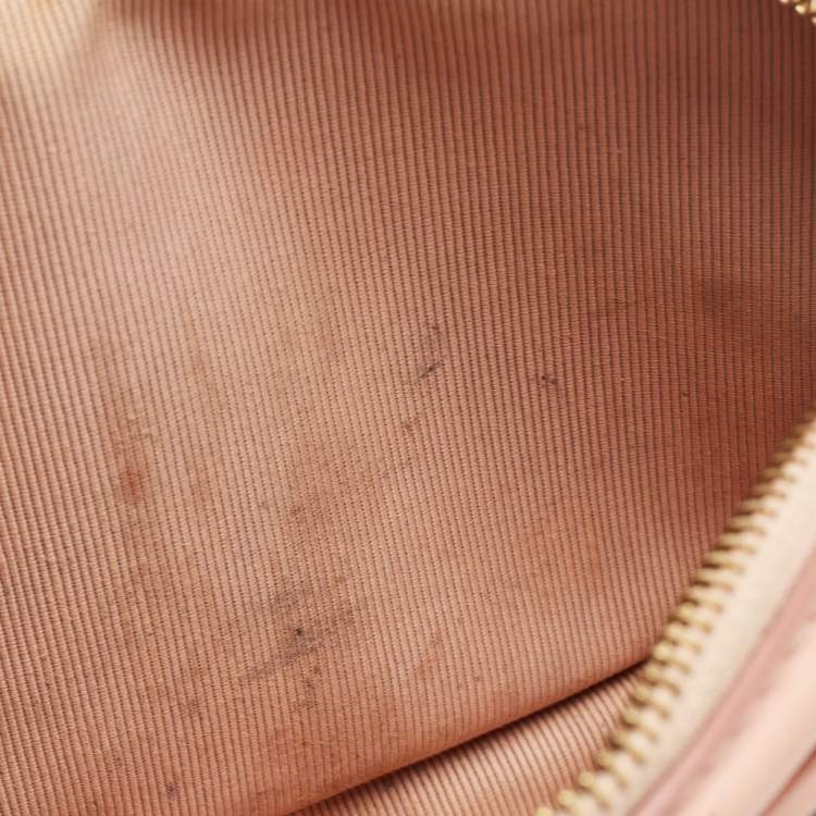 Pre Owned Burberry Beige/Pink 1983 Knight Check Canvas and Leather Link Camera Bag