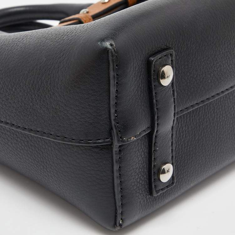 Pre Owned Burberry Black/Tan Leather Baby Marais Belt Tote