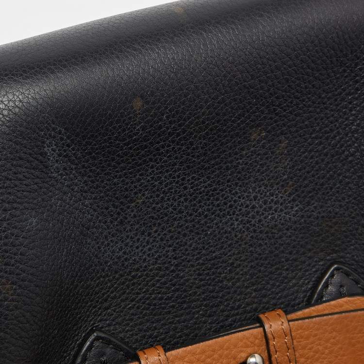 Pre Owned Burberry Black/Tan Leather Baby Marais Belt Tote