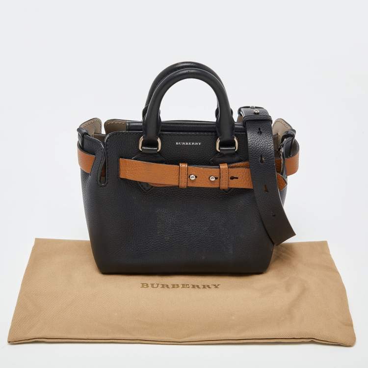 Pre Owned Burberry Black/Tan Leather Baby Marais Belt Tote