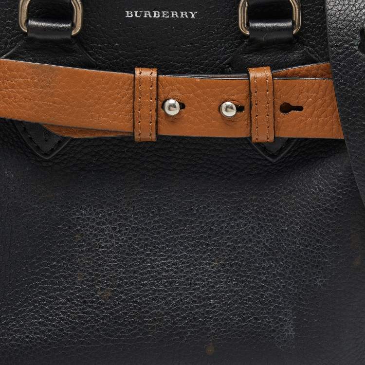 Pre Owned Burberry Black/Tan Leather Baby Marais Belt Tote