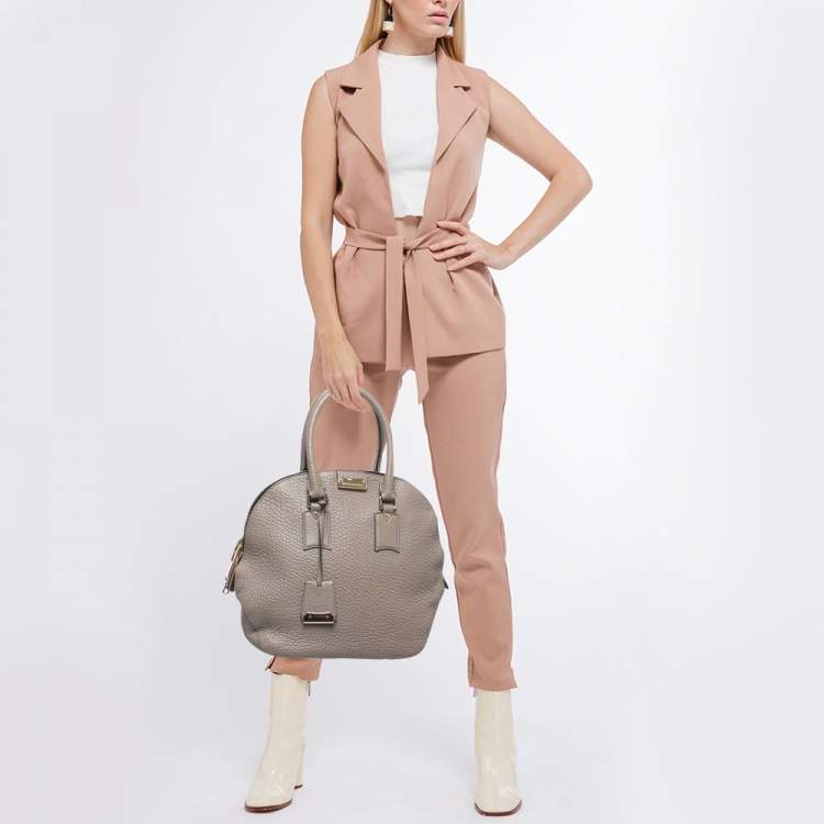Pre Owned Burberry Grey Leather Orchard Duffel Bag