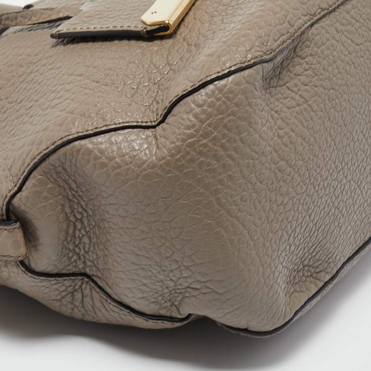 Pre Owned Burberry Grey Leather Orchard Duffel Bag
