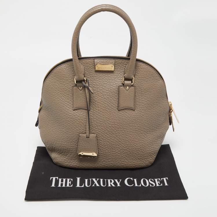 Pre Owned Burberry Grey Leather Orchard Duffel Bag
