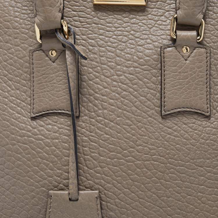 Pre Owned Burberry Grey Leather Orchard Duffel Bag