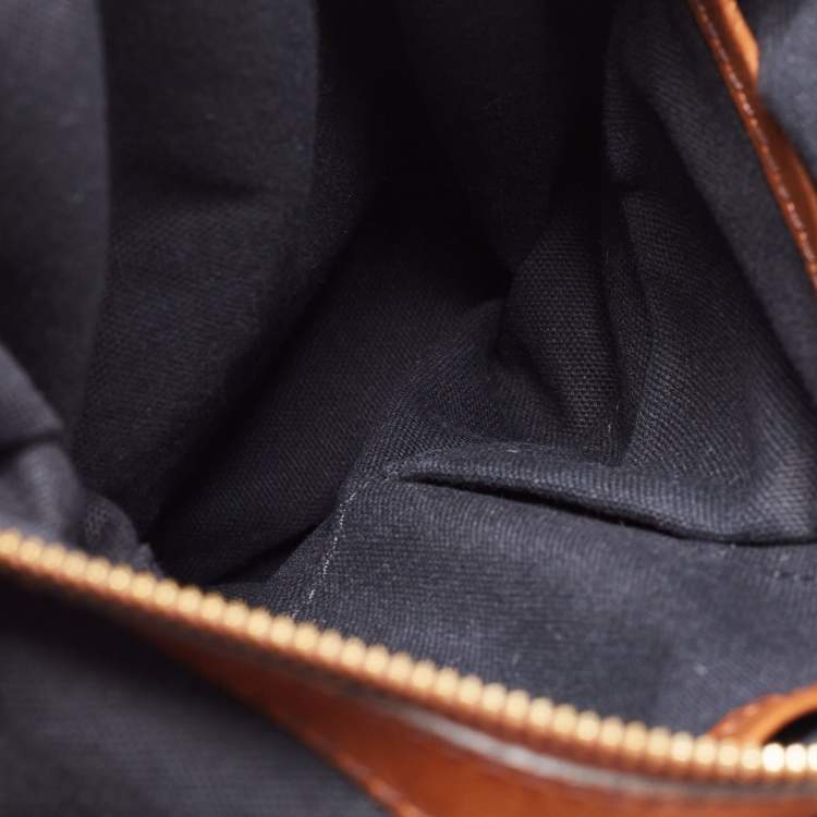 Pre Owned Burberry Brown/Beige House Check Canvas and Leather Medium Bridle Gosford Hobo