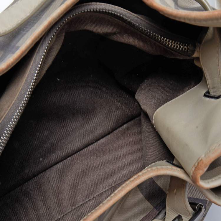 Pre Owned Burberry Beige Smoked Check PVC and Leather Walden Hobo