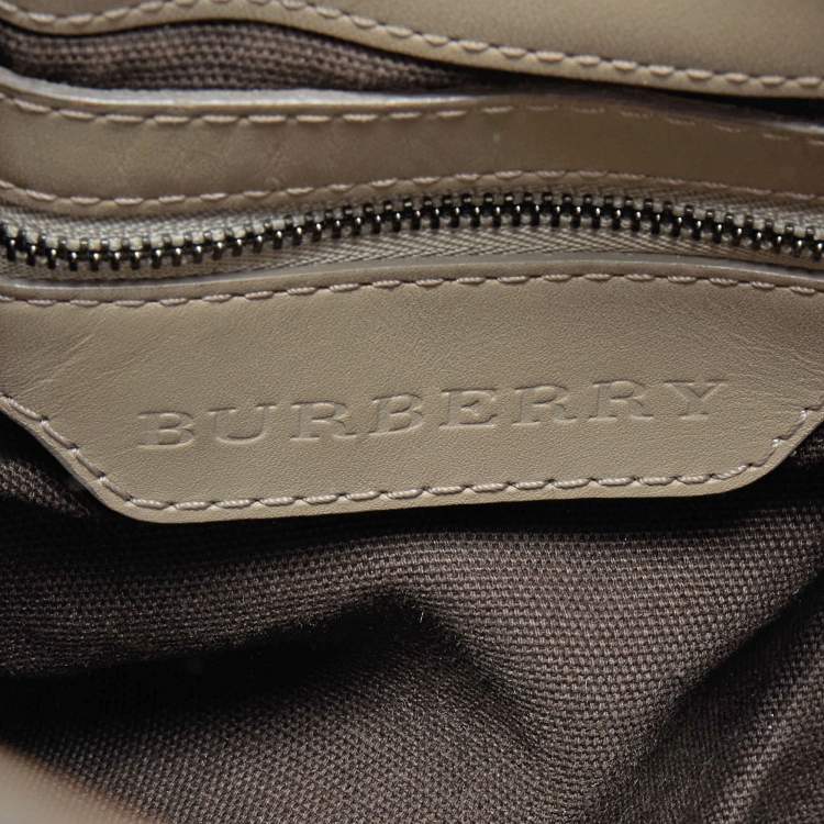 Pre Owned Burberry Beige Smoked Check PVC and Leather Walden Hobo